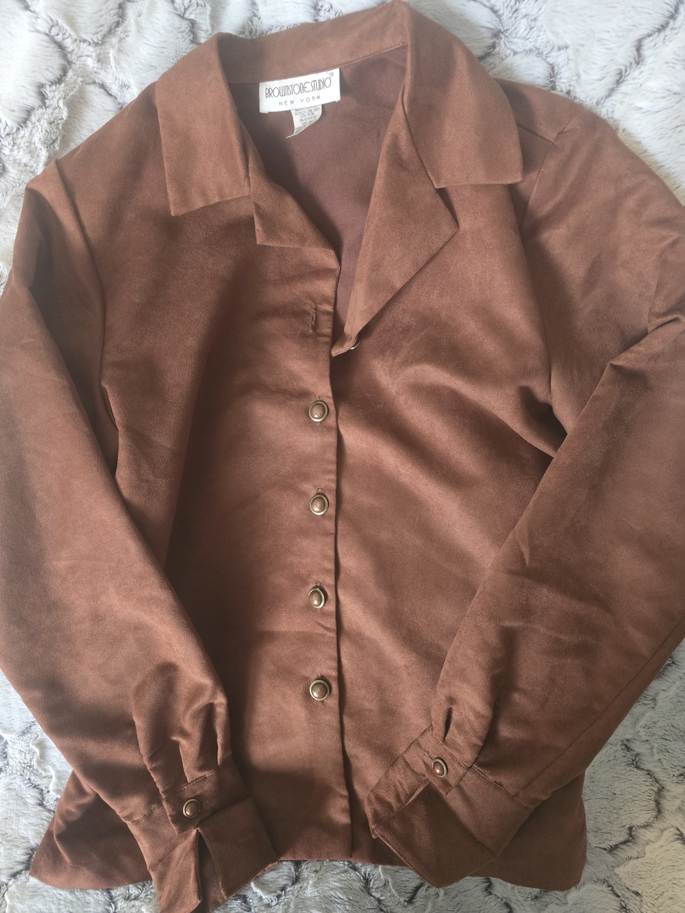 Vintage Brownstone Studio NY Rust Brown Button-Up Shirt Jacket Sz 12 EUC